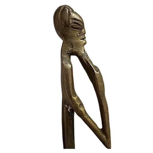 Vintage African Elongated Brass Man Statue Figurine 16” - Picture 6 of 9
